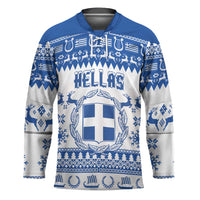 Personalized Christmas Greece Coat Of Arms Hockey Jersey Hellas Kala Christougena - Wonder Print Shop