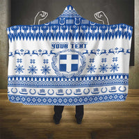 Personalized Christmas Greece Coat Of Arms Hooded Blanket Hellas Kala Christougena - Wonder Print Shop
