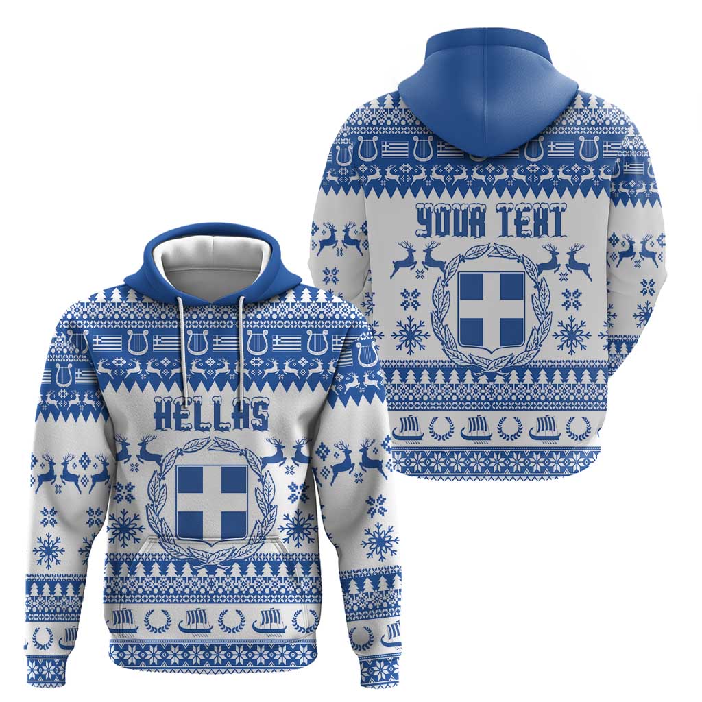 Personalized Christmas Greece Coat Of Arms Hoodie Hellas Kala Christougena - Wonder Print Shop