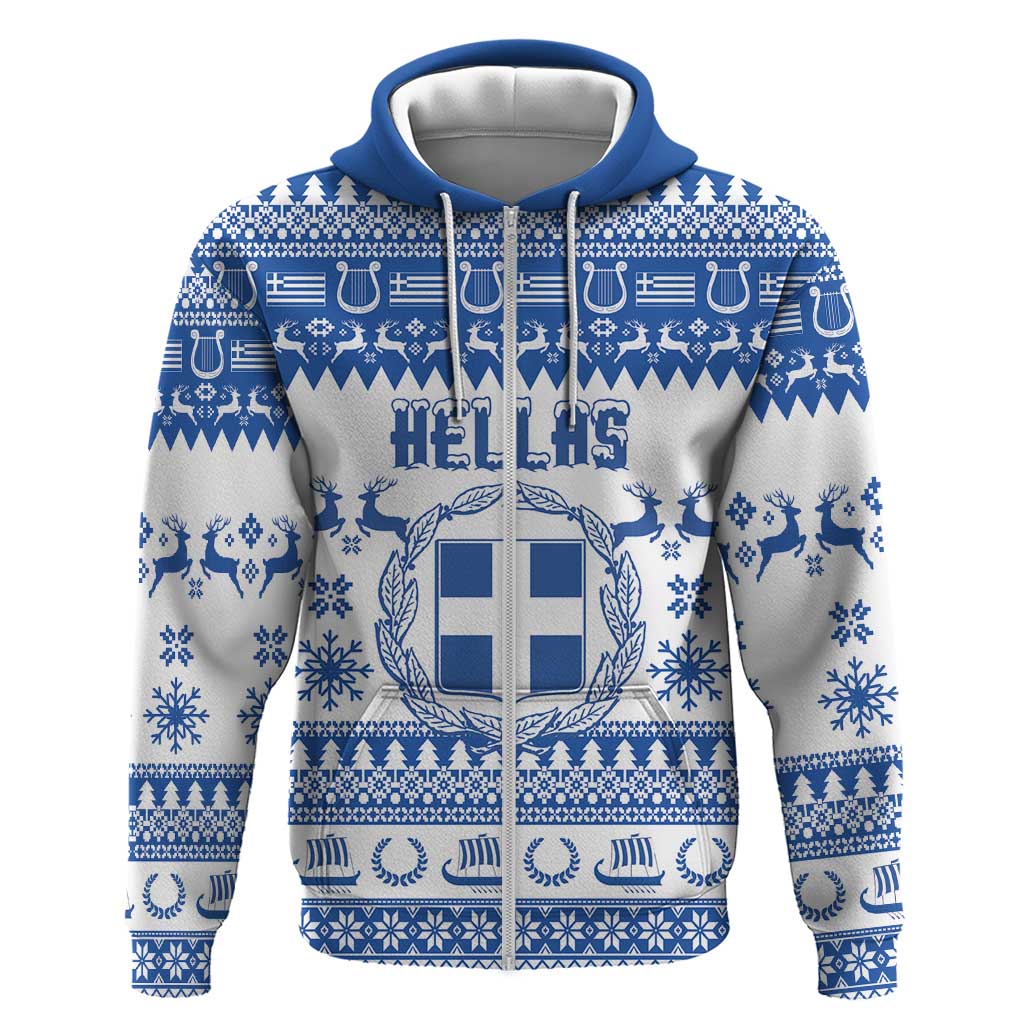 Personalized Christmas Greece Coat Of Arms Hoodie Hellas Kala Christougena - Wonder Print Shop