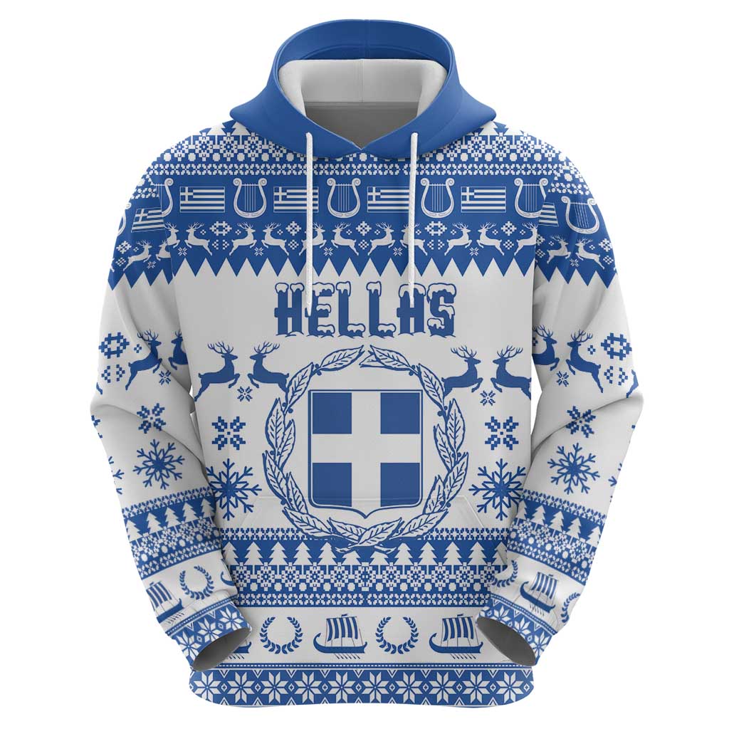 Personalized Christmas Greece Coat Of Arms Hoodie Hellas Kala Christougena - Wonder Print Shop