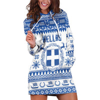 Personalized Christmas Greece Coat Of Arms Hoodie Dress Hellas Kala Christougena - Wonder Print Shop