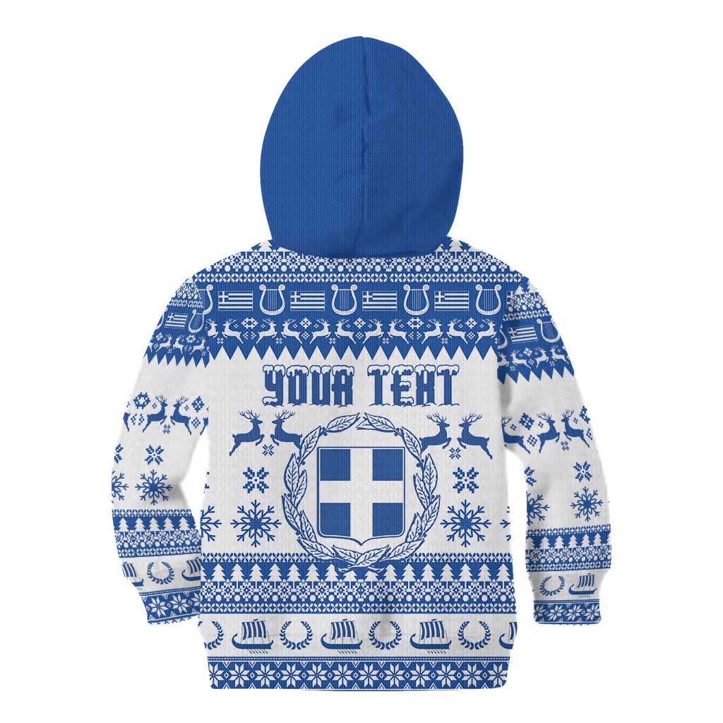 Personalized Christmas Greece Coat Of Arms Kid Hoodie Hellas Kala Christougena - Wonder Print Shop