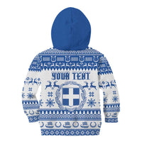 Personalized Christmas Greece Coat Of Arms Kid Hoodie Hellas Kala Christougena - Wonder Print Shop