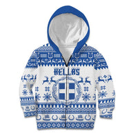 Personalized Christmas Greece Coat Of Arms Kid Hoodie Hellas Kala Christougena - Wonder Print Shop