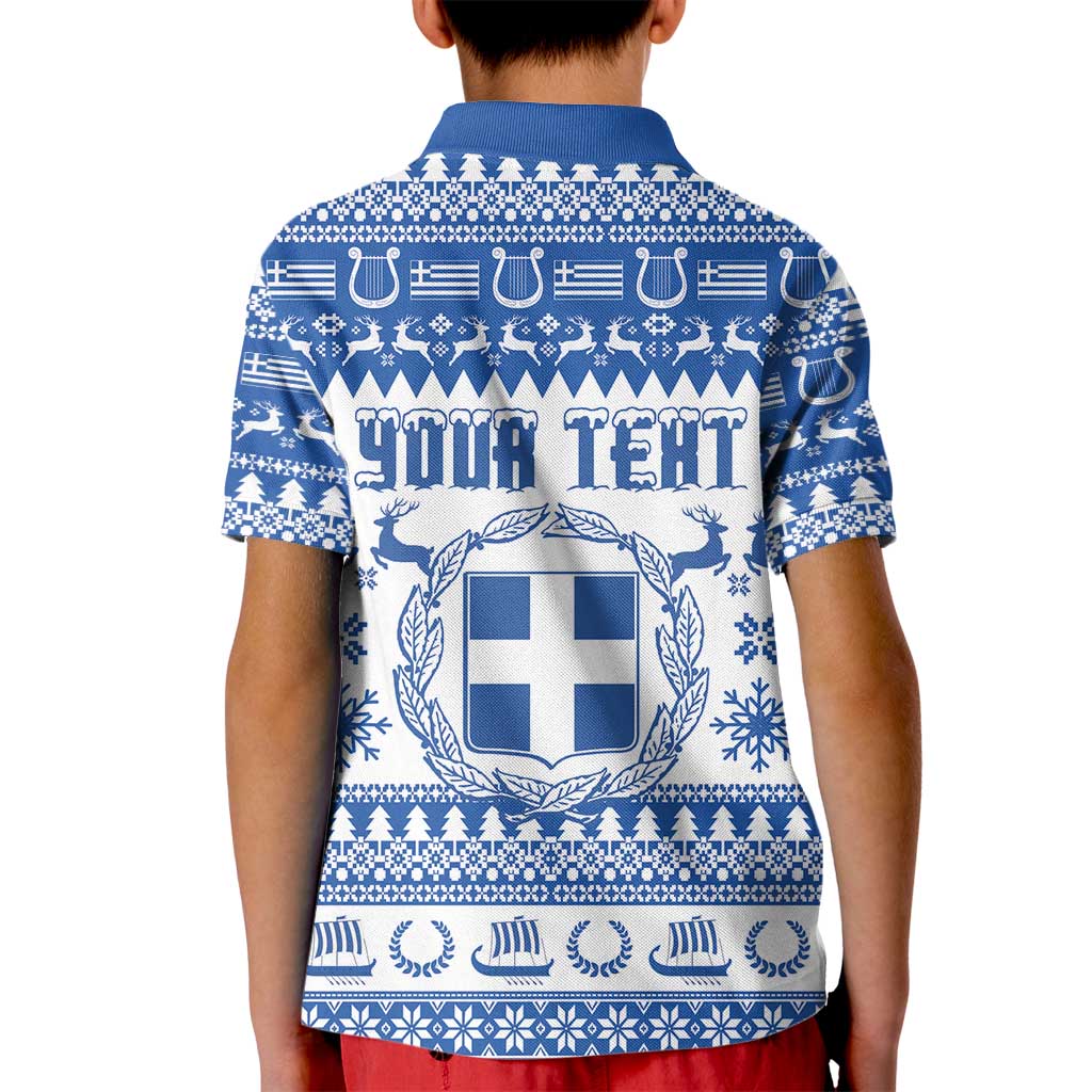 Personalized Christmas Greece Coat Of Arms Kid Polo Shirt Hellas Kala Christougena - Wonder Print Shop