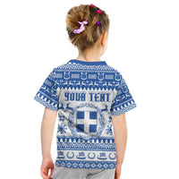Personalized Christmas Greece Coat Of Arms Kid T Shirt Hellas Kala Christougena - Wonder Print Shop