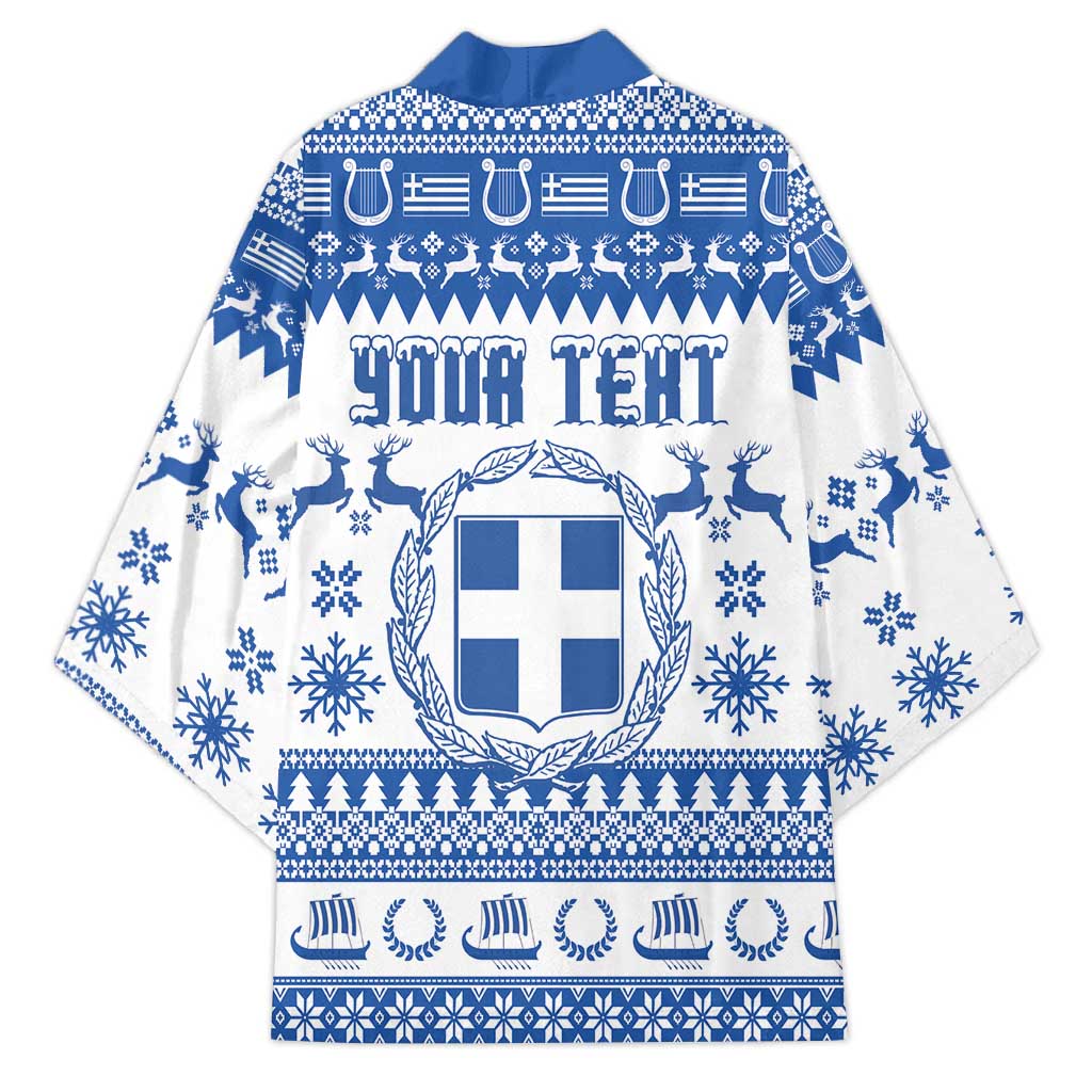 Personalized Christmas Greece Coat Of Arms Kimono Hellas Kala Christougena - Wonder Print Shop
