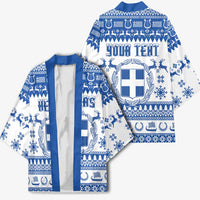 Personalized Christmas Greece Coat Of Arms Kimono Hellas Kala Christougena - Wonder Print Shop