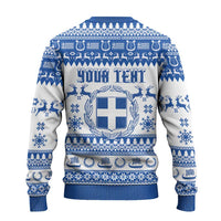 Personalized Christmas Greece Coat Of Arms Ugly Christmas Sweater Hellas Kala Christougena - Wonder Print Shop