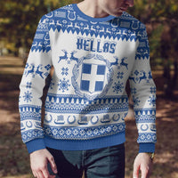 Personalized Christmas Greece Coat Of Arms Ugly Christmas Sweater Hellas Kala Christougena - Wonder Print Shop