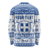 Personalized Christmas Greece Coat Of Arms Long Sleeve Shirt Hellas Kala Christougena - Wonder Print Shop