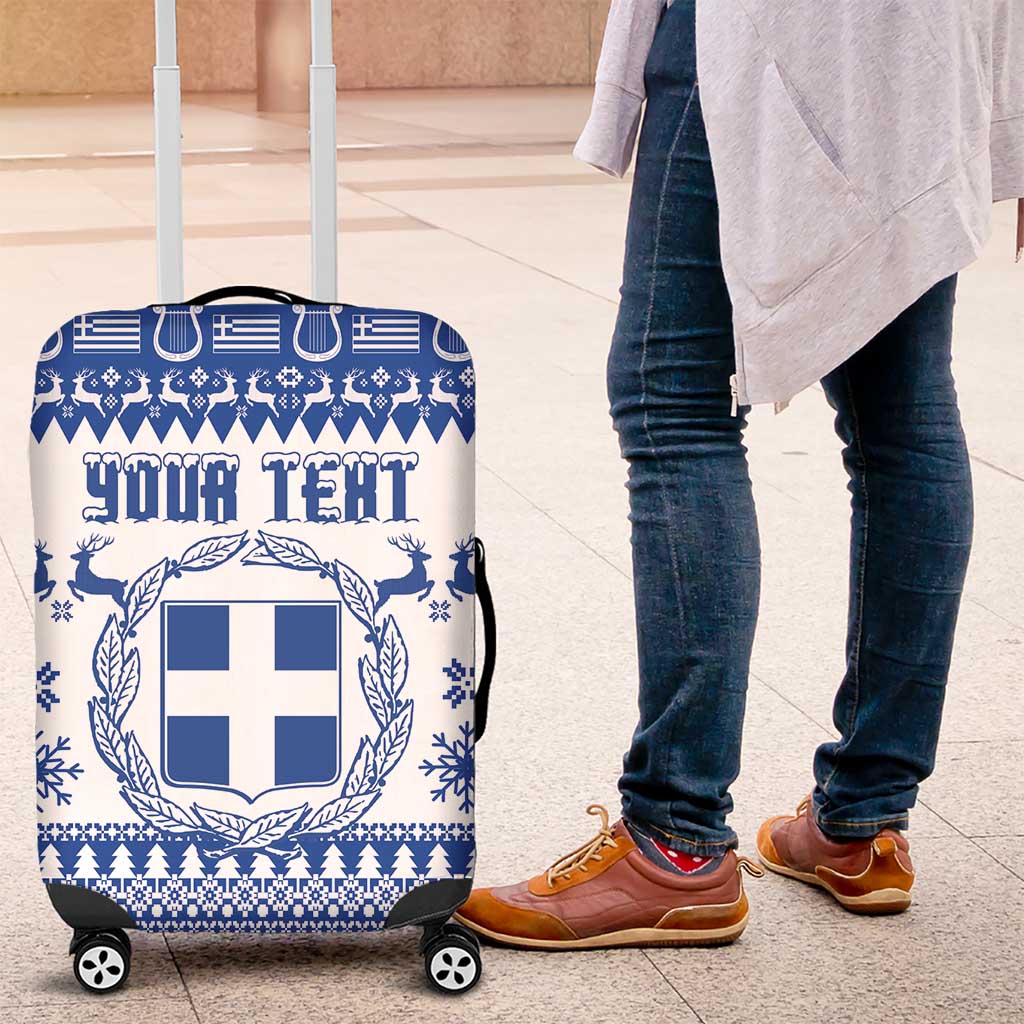 Personalized Christmas Greece Coat Of Arms Luggage Cover Hellas Kala Christougena - Wonder Print Shop