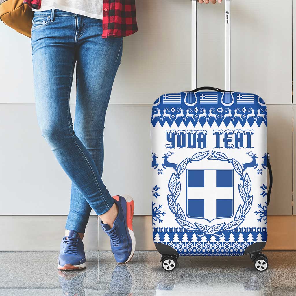 Personalized Christmas Greece Coat Of Arms Luggage Cover Hellas Kala Christougena - Wonder Print Shop