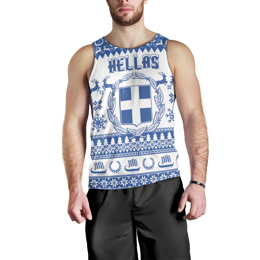 Personalized Christmas Greece Coat Of Arms Men Tank Top Hellas Kala Christougena - Wonder Print Shop