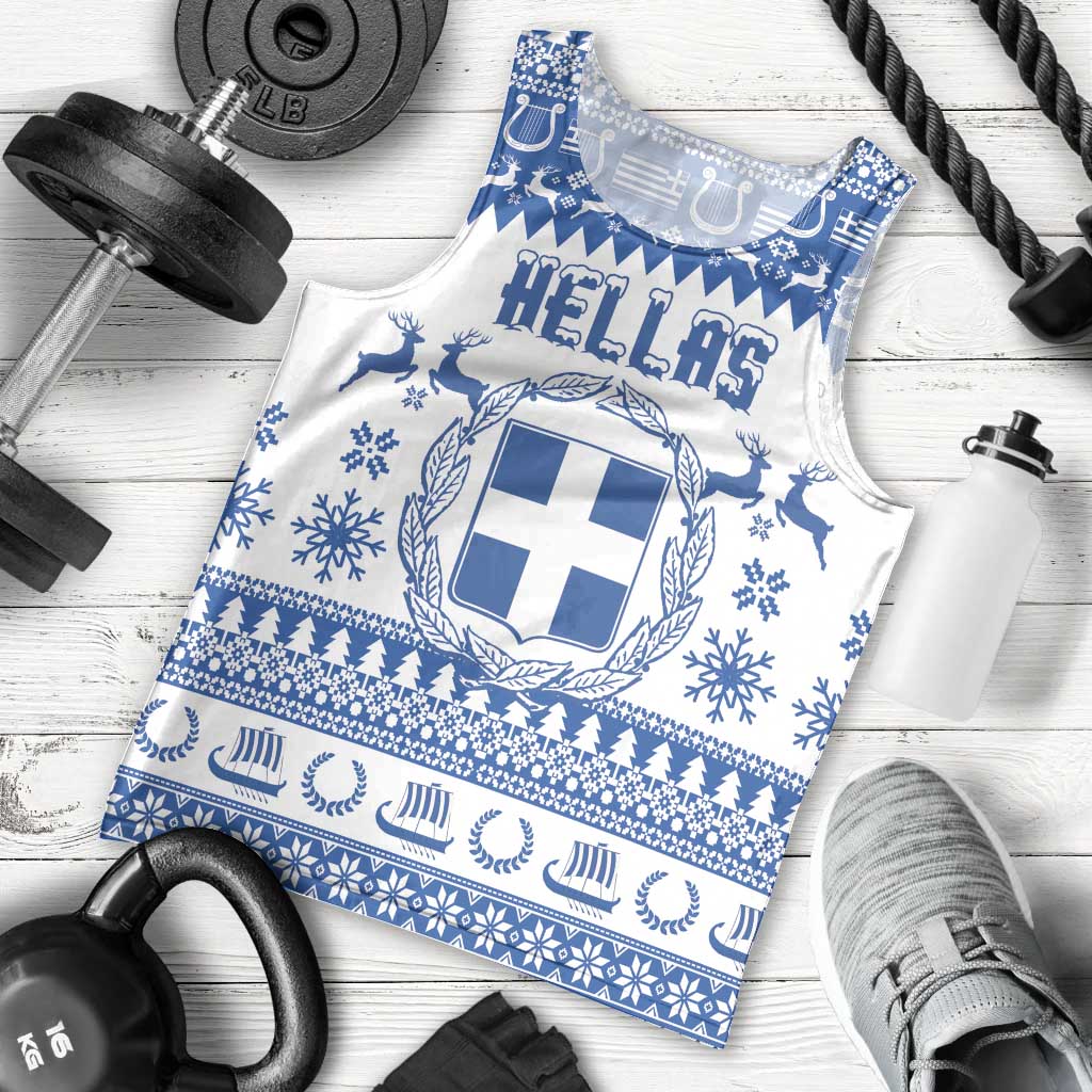 Personalized Christmas Greece Coat Of Arms Men Tank Top Hellas Kala Christougena - Wonder Print Shop