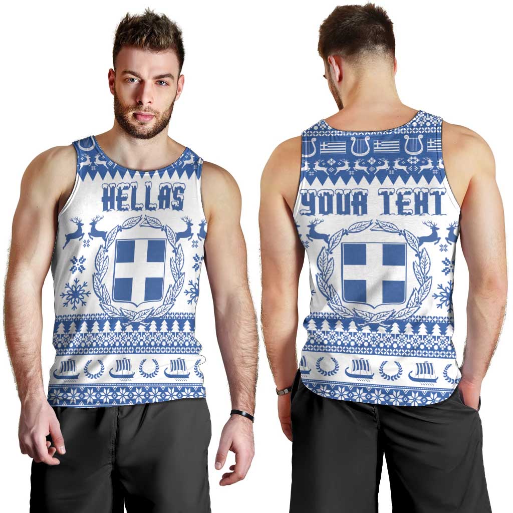 Personalized Christmas Greece Coat Of Arms Men Tank Top Hellas Kala Christougena - Wonder Print Shop