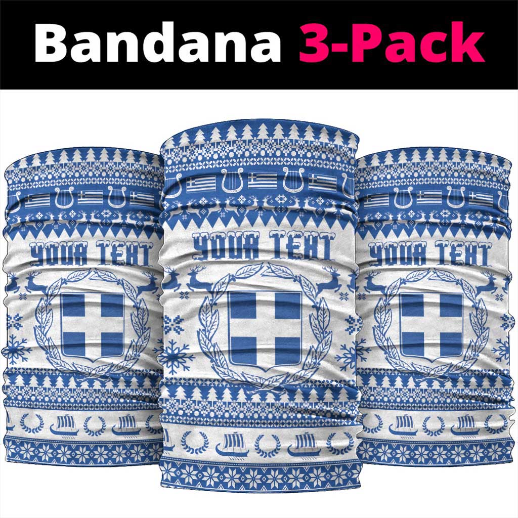 Personalized Christmas Greece Coat Of Arms Neck Gaiter Hellas Kala Christougena - Wonder Print Shop