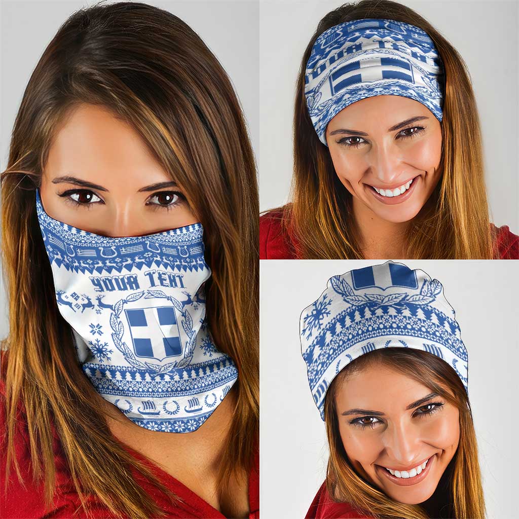 Personalized Christmas Greece Coat Of Arms Neck Gaiter Hellas Kala Christougena - Wonder Print Shop