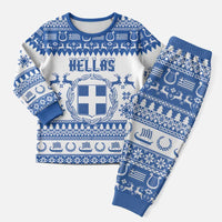 Personalized Christmas Greece Coat Of Arms Christmas Pajama Set Hellas Kala Christougena - Wonder Print Shop