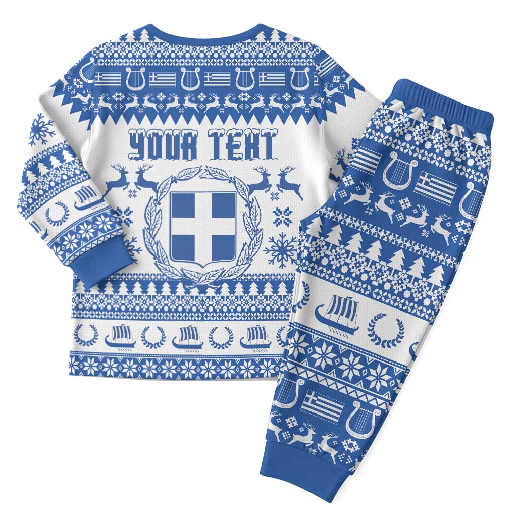 Personalized Christmas Greece Coat Of Arms Christmas Pajama Set Hellas Kala Christougena - Wonder Print Shop