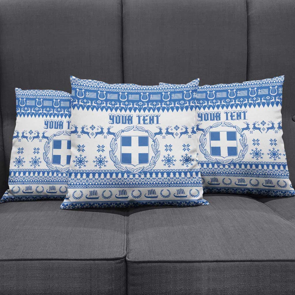 Personalized Christmas Greece Coat Of Arms Pillow Cover Hellas Kala Christougena - Wonder Print Shop