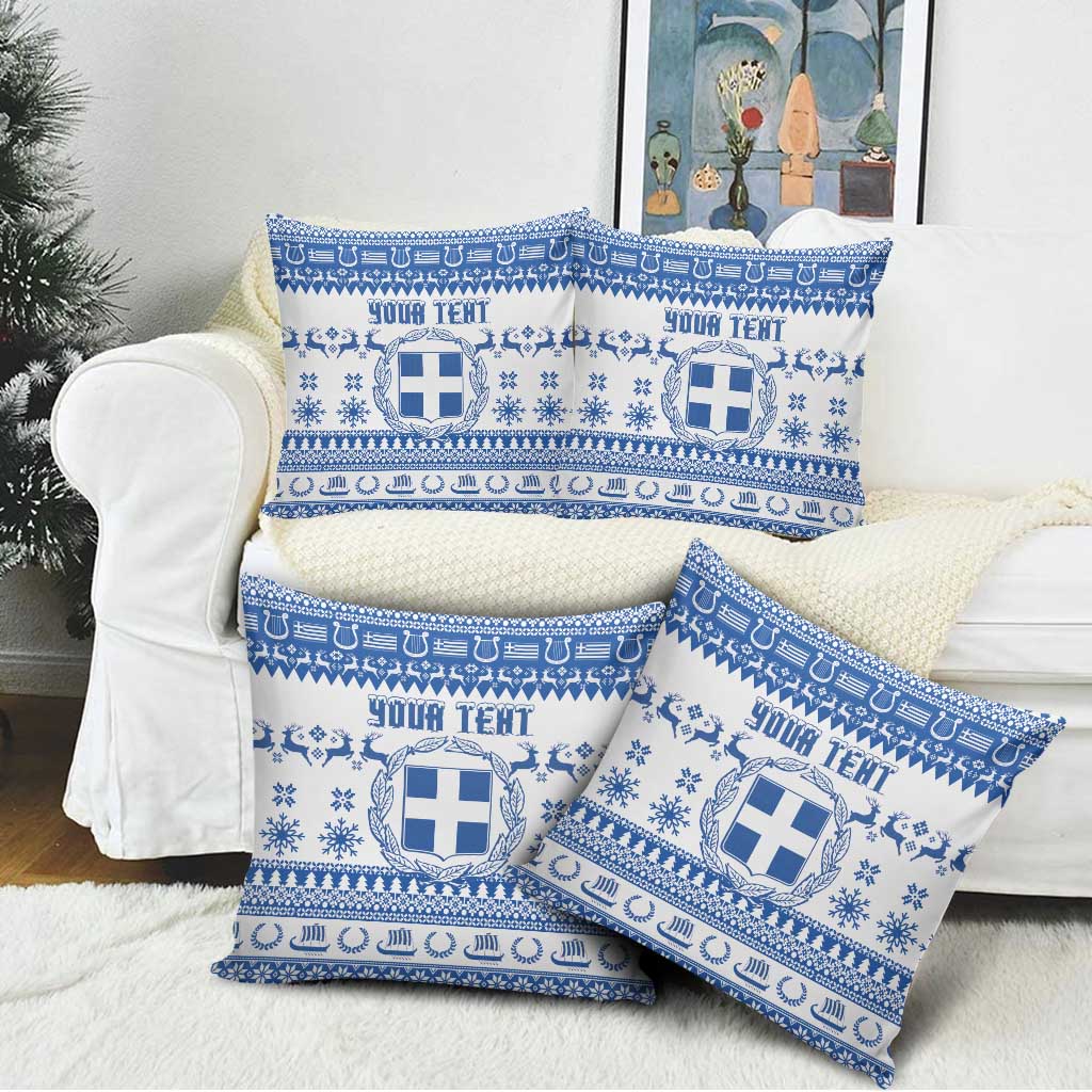 Personalized Christmas Greece Coat Of Arms Pillow Cover Hellas Kala Christougena - Wonder Print Shop