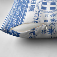 Personalized Christmas Greece Coat Of Arms Pillow Cover Hellas Kala Christougena - Wonder Print Shop