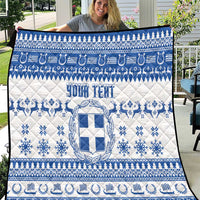 Personalized Christmas Greece Coat Of Arms Quilt Hellas Kala Christougena - Wonder Print Shop