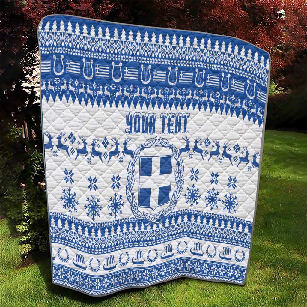 Personalized Christmas Greece Coat Of Arms Quilt Hellas Kala Christougena - Wonder Print Shop