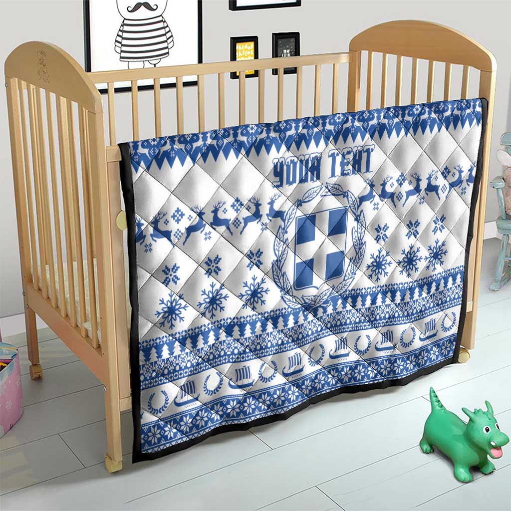 Personalized Christmas Greece Coat Of Arms Quilt Hellas Kala Christougena - Wonder Print Shop