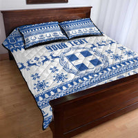 Personalized Christmas Greece Coat Of Arms Quilt Bed Set Hellas Kala Christougena - Wonder Print Shop