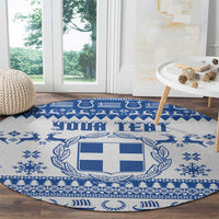 Personalized Christmas Greece Coat Of Arms Round Carpet Hellas Kala Christougena - Wonder Print Shop