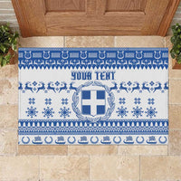 Personalized Christmas Greece Coat Of Arms Rubber Doormat Hellas Kala Christougena - Wonder Print Shop