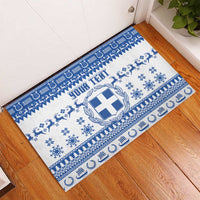 Personalized Christmas Greece Coat Of Arms Rubber Doormat Hellas Kala Christougena - Wonder Print Shop