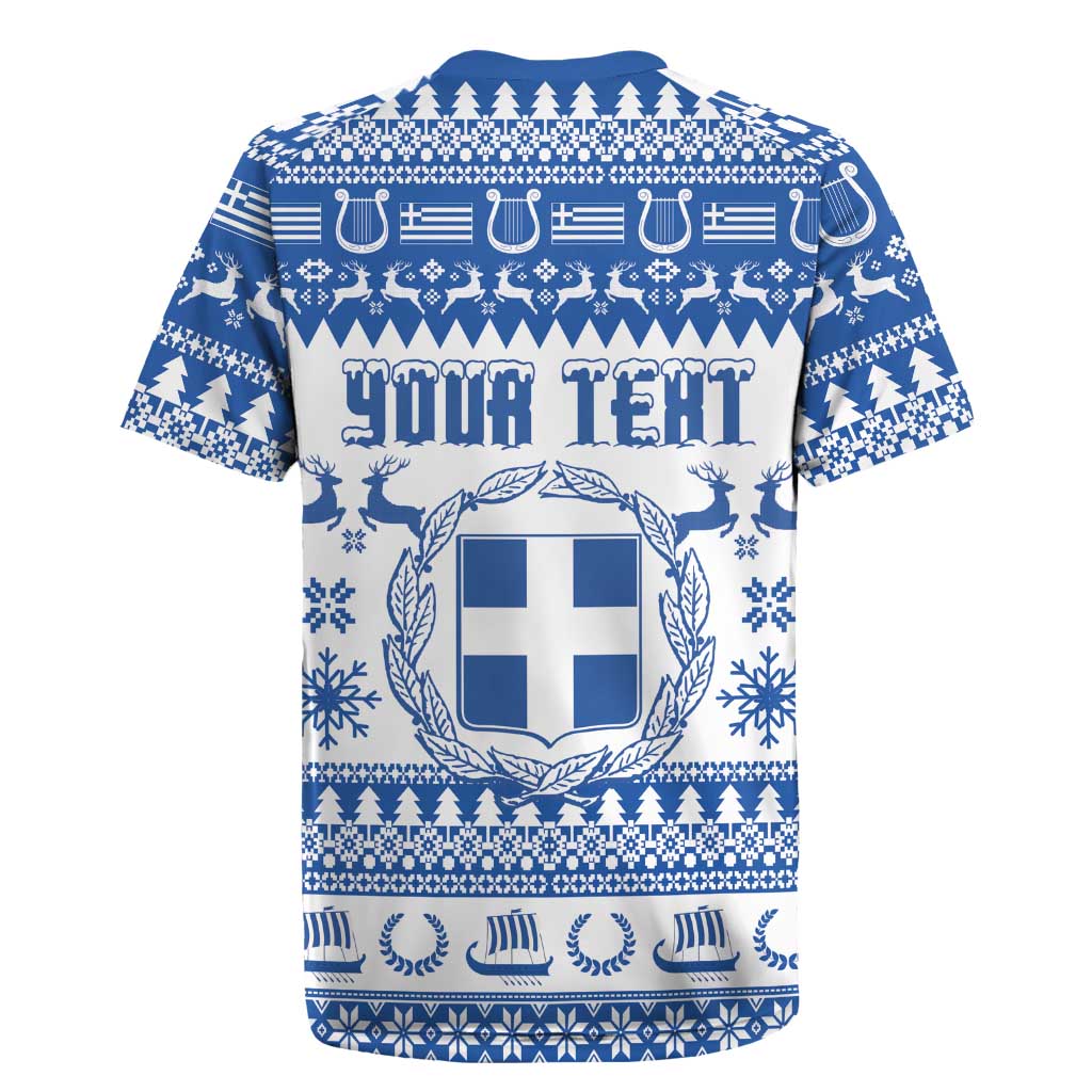 Personalized Christmas Greece Coat Of Arms Rugby Jersey Hellas Kala Christougena - Wonder Print Shop