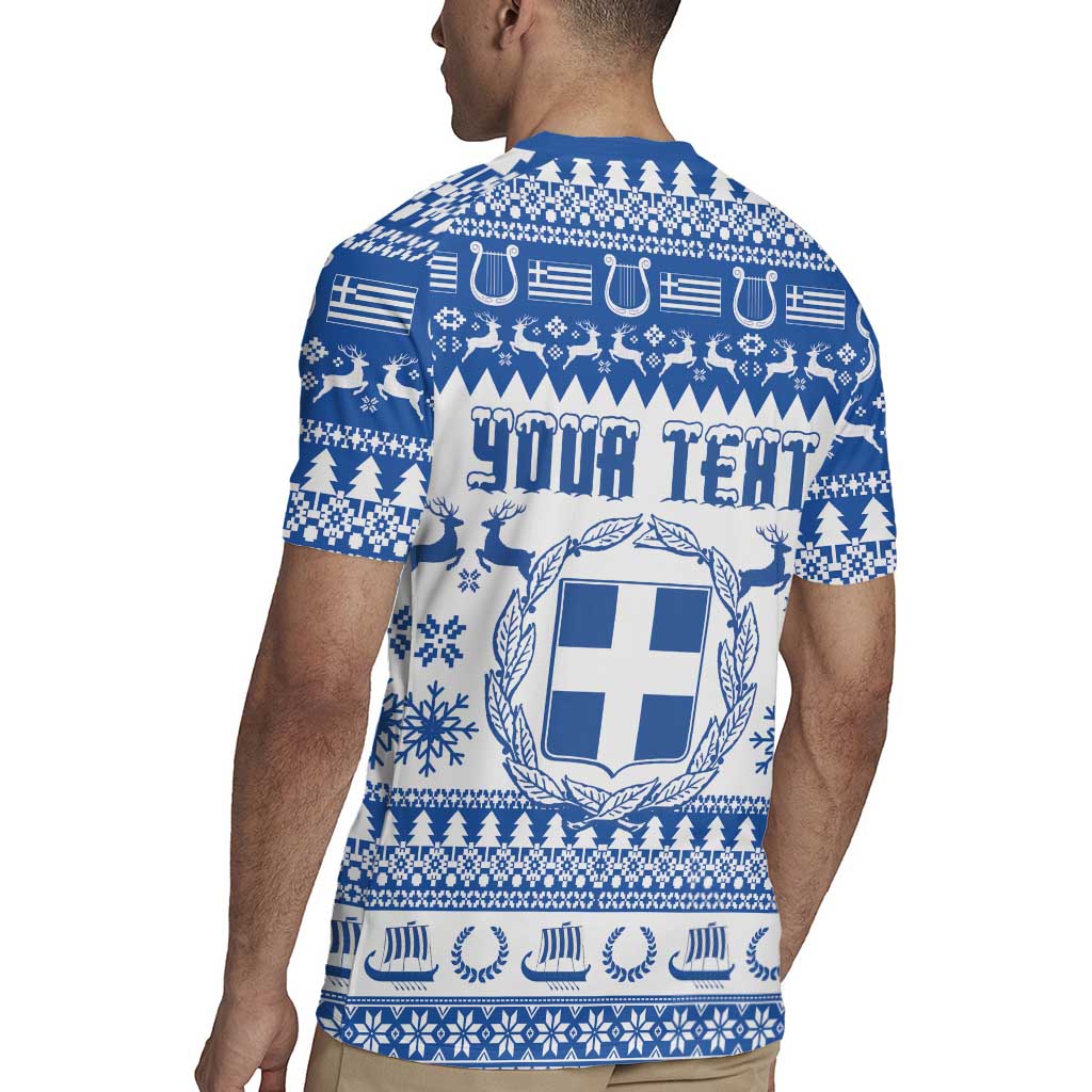 Personalized Christmas Greece Coat Of Arms Rugby Jersey Hellas Kala Christougena - Wonder Print Shop