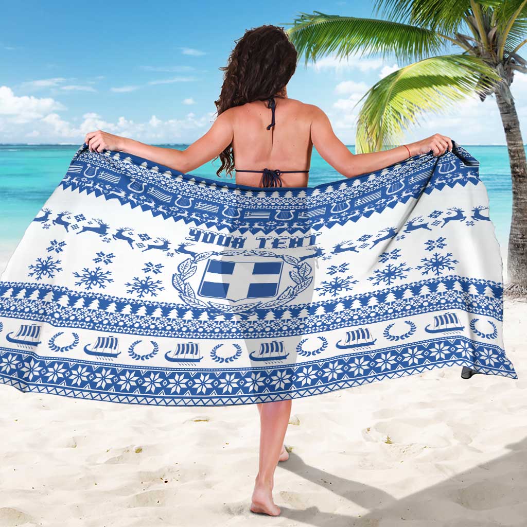 Personalized Christmas Greece Coat Of Arms Sarong Hellas Kala Christougena - Wonder Print Shop