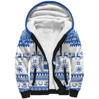 Personalized Christmas Greece Coat Of Arms Sherpa Hoodie Hellas Kala Christougena - Wonder Print Shop