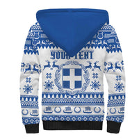 Personalized Christmas Greece Coat Of Arms Sherpa Hoodie Hellas Kala Christougena - Wonder Print Shop