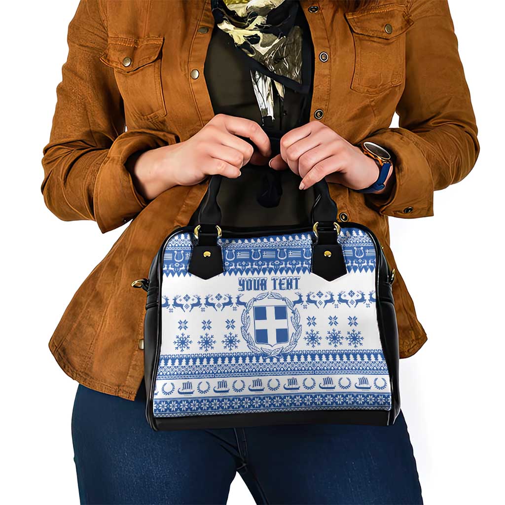 Personalized Christmas Greece Coat Of Arms Shoulder Handbag Hellas Kala Christougena - Wonder Print Shop