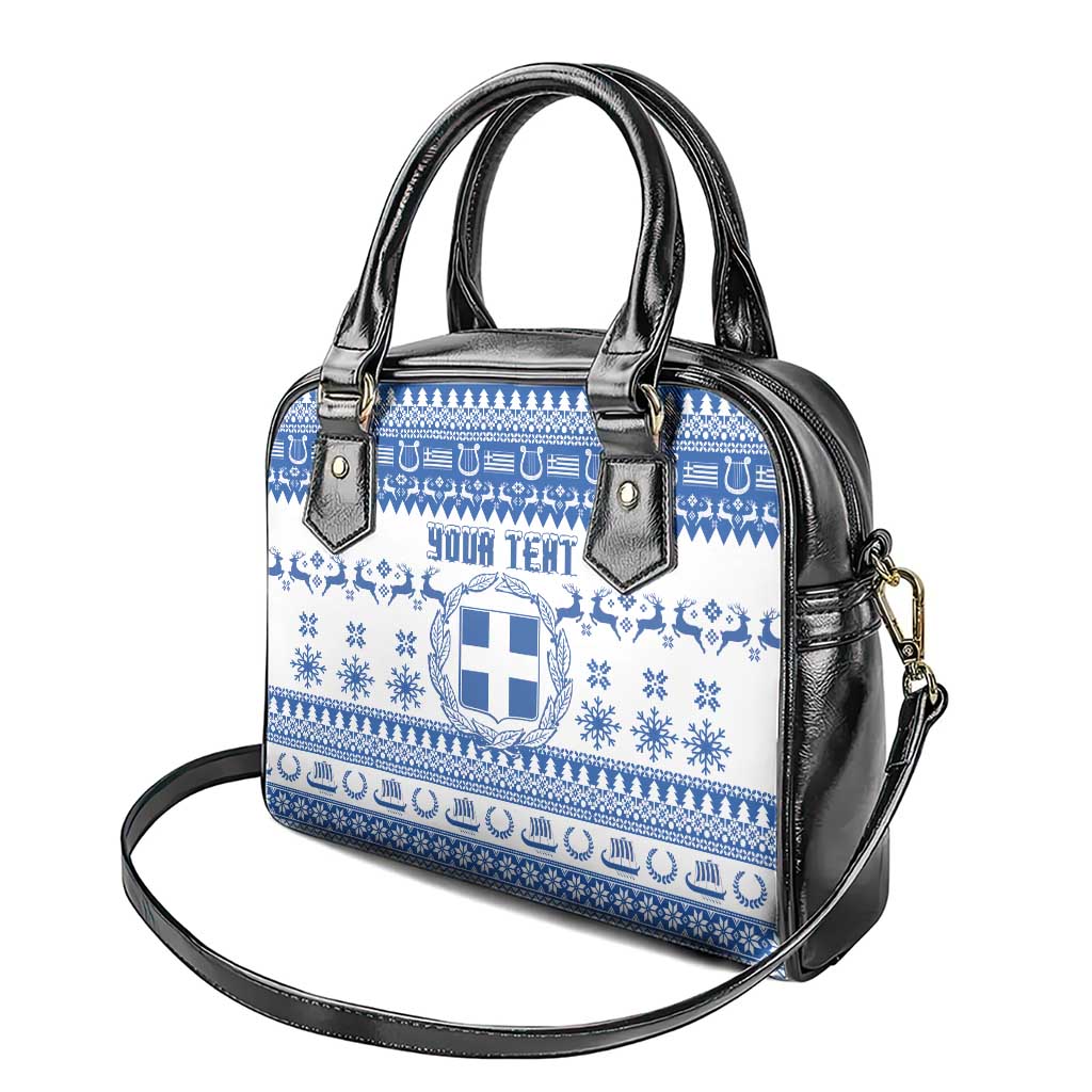 Personalized Christmas Greece Coat Of Arms Shoulder Handbag Hellas Kala Christougena - Wonder Print Shop