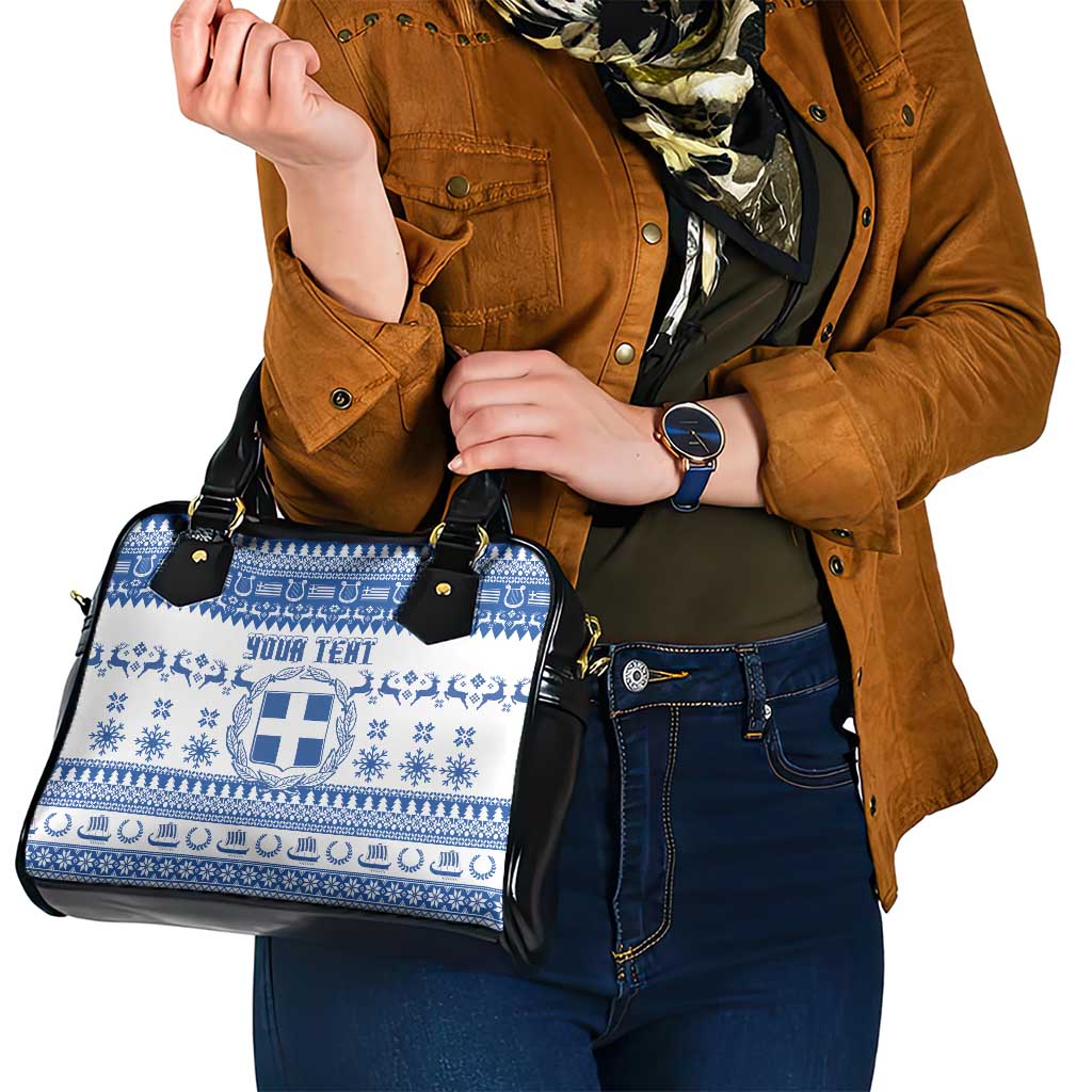 Personalized Christmas Greece Coat Of Arms Shoulder Handbag Hellas Kala Christougena - Wonder Print Shop