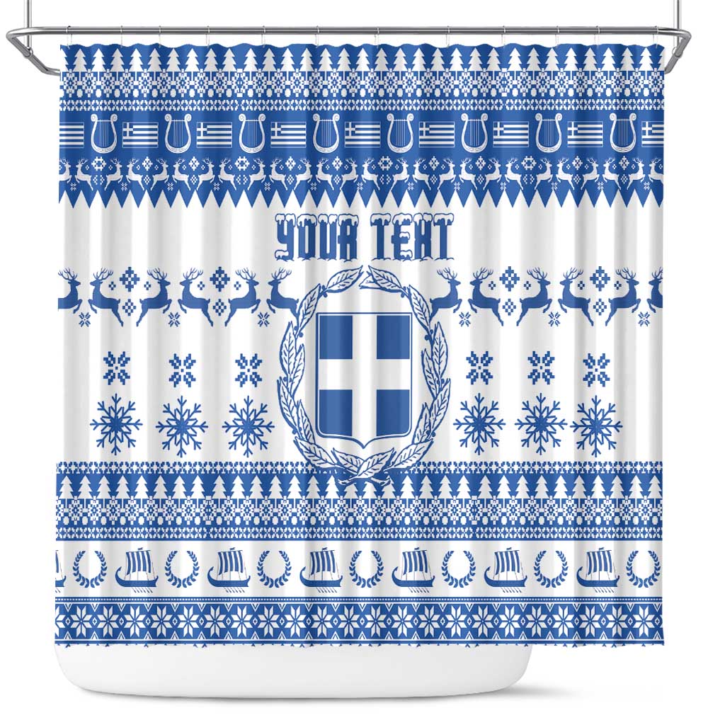 Personalized Christmas Greece Coat Of Arms Shower Curtain Hellas Kala Christougena - Wonder Print Shop