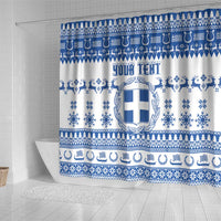Personalized Christmas Greece Coat Of Arms Shower Curtain Hellas Kala Christougena - Wonder Print Shop