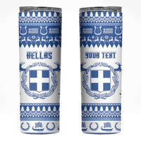 Personalized Christmas Greece Coat Of Arms Skinny Tumbler Hellas Kala Christougena - Wonder Print Shop