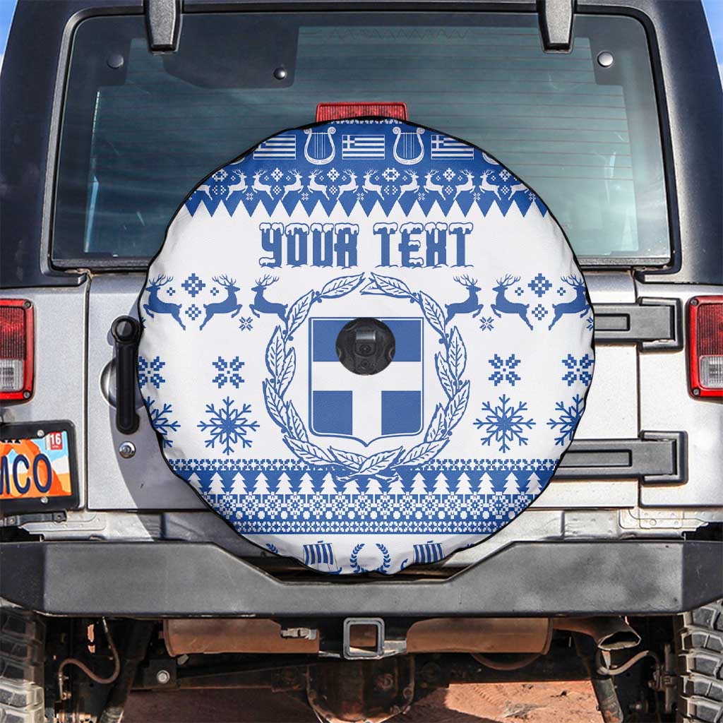 Personalized Christmas Greece Coat Of Arms Spare Tire Cover Hellas Kala Christougena - Wonder Print Shop