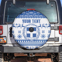 Personalized Christmas Greece Coat Of Arms Spare Tire Cover Hellas Kala Christougena - Wonder Print Shop