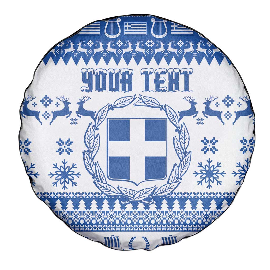 Personalized Christmas Greece Coat Of Arms Spare Tire Cover Hellas Kala Christougena - Wonder Print Shop