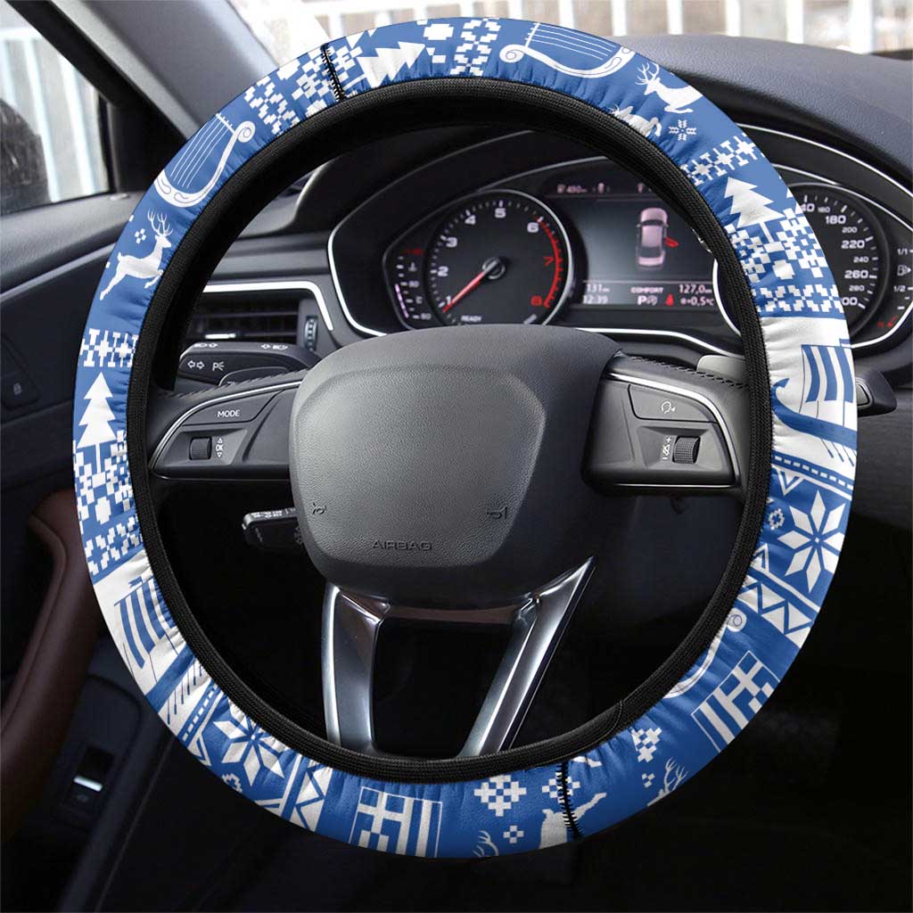 Christmas Greece Coat Of Arms Steering Wheel Cover Hellas Kala Christougena - Wonder Print Shop